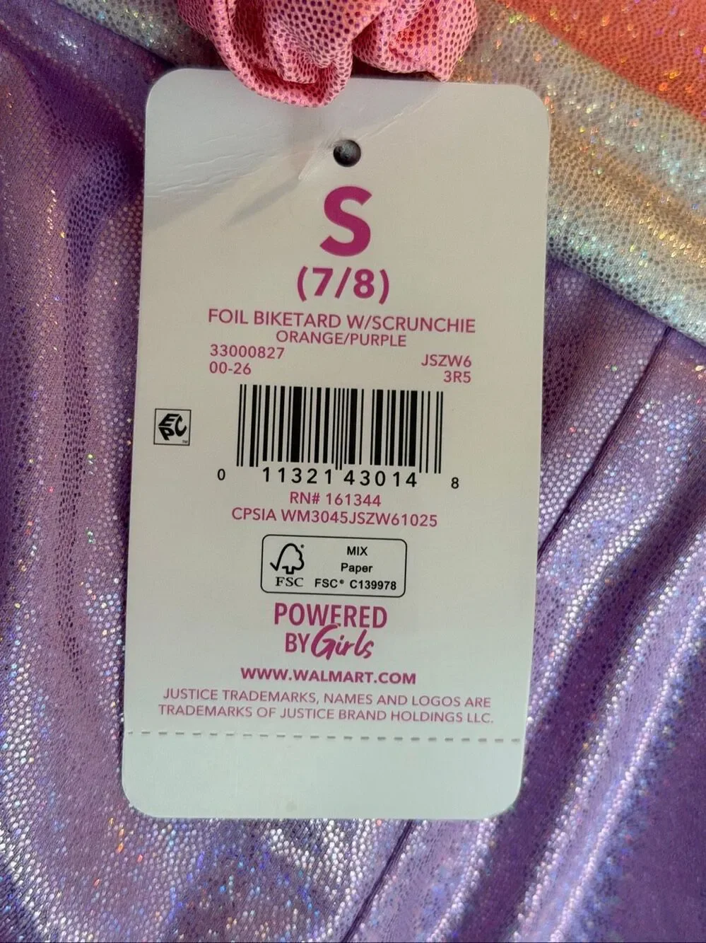 Justice leotard with hair scrunchie size 6-7